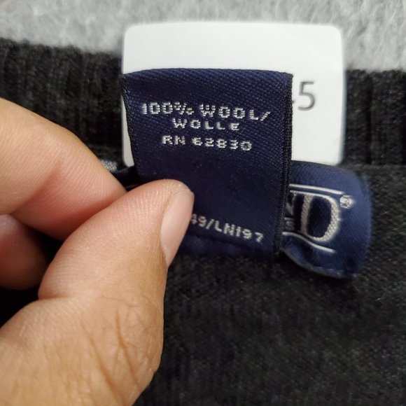 Lands' End Men Sweater‎ Large Gray 100% Wool V Neck Pullover Long Sleeve READ - Picture 7 of 7